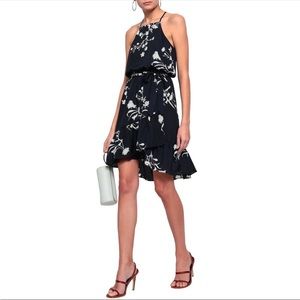 Joie Deme Small Navy White Floral Ruffle Halter Dress